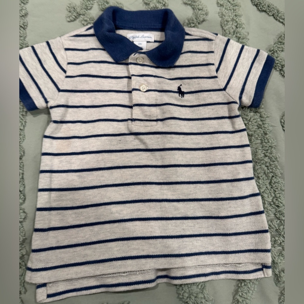 Ralph Lauren Kids Polo - Navy and Cream Stripes
